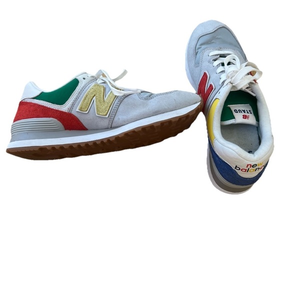 Men’s New BalancexStaud 574 Rain Cloud Team Red Sneaker - Picture 7 of 16